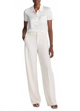 NEW VINCE women's short sleeve button polo shirt in offwh